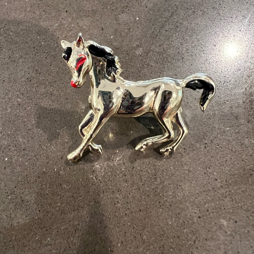 Vintage Silver Horse Brooch